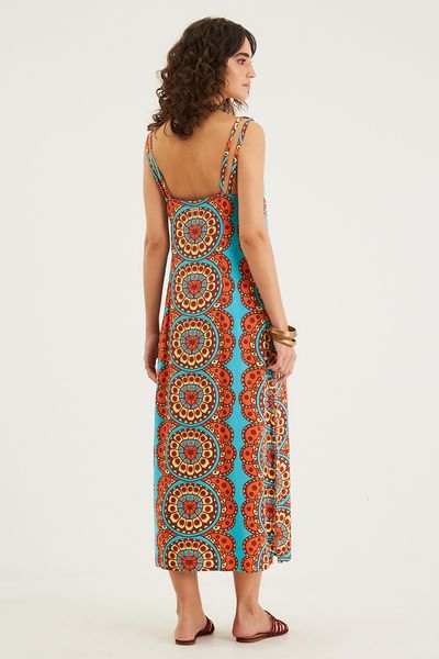 azul assimétrico paisley boho camisa